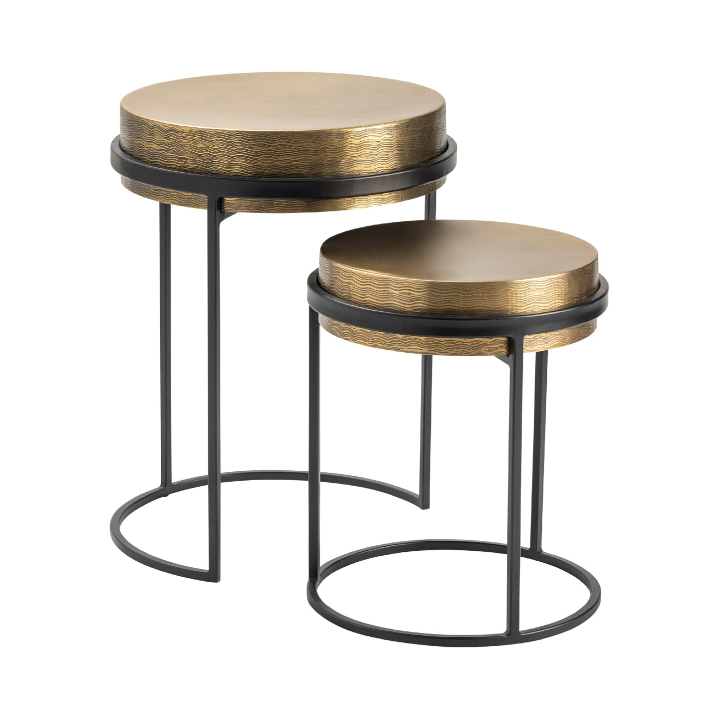 Hudson textured brass nesting Tables