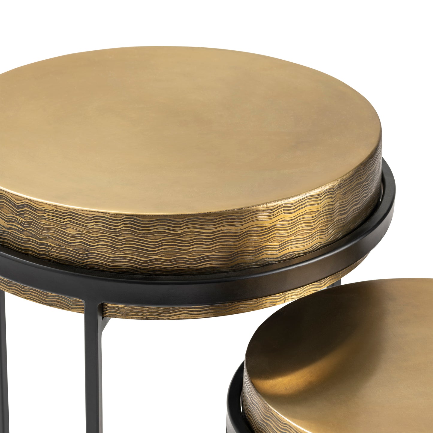 Hudson textured brass nesting Tables