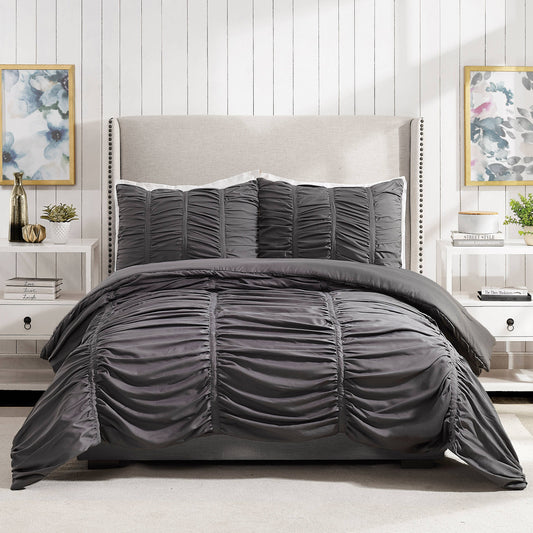 Emily Texture Comforter Set (Dark Grey) by Modern Heirloom