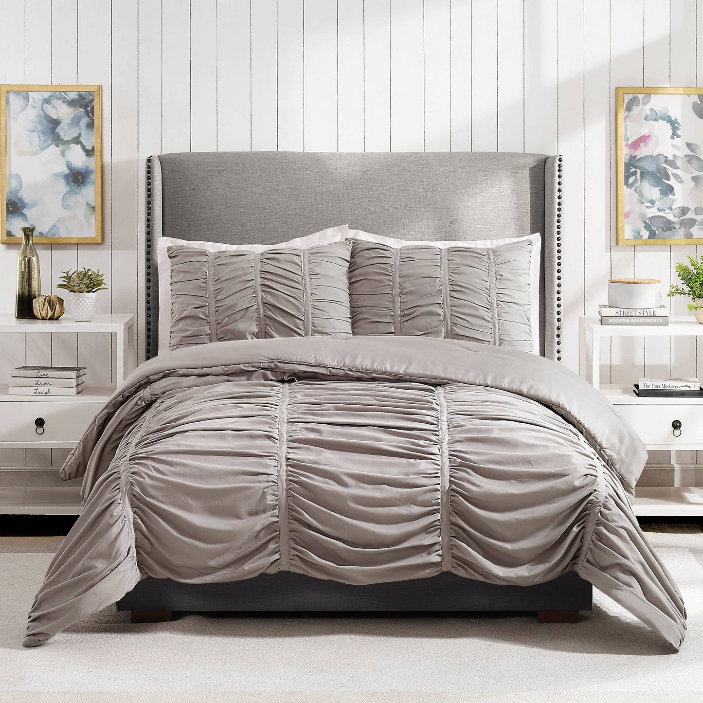Emily Texture Comforter Set (Light Grey) by Modern Heirloom